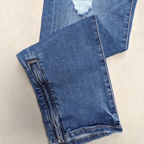NWT H&M Medium Wash Skinny Zipper Ankle Jeans 32 - Picture 2 of 8